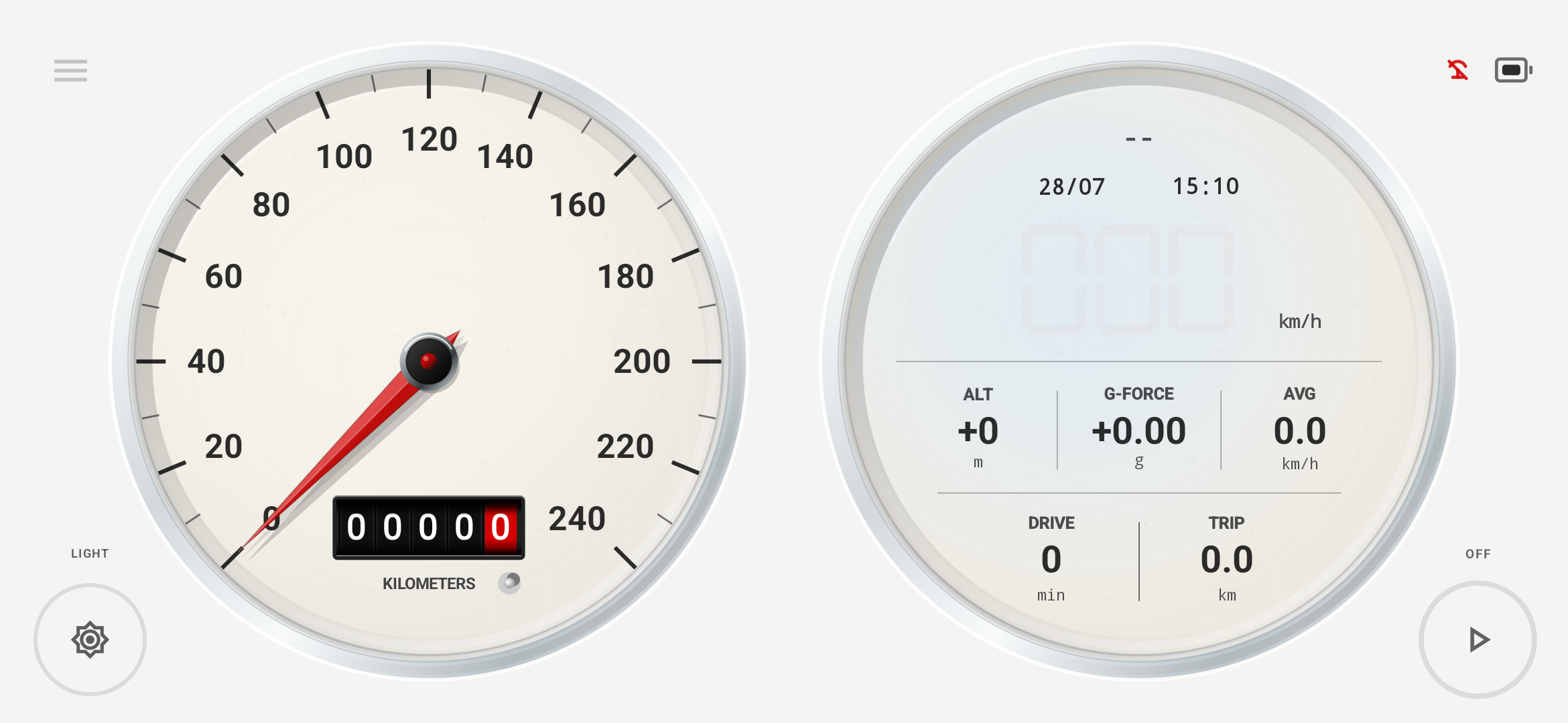 NeoGauge Classic dashboard in light mode